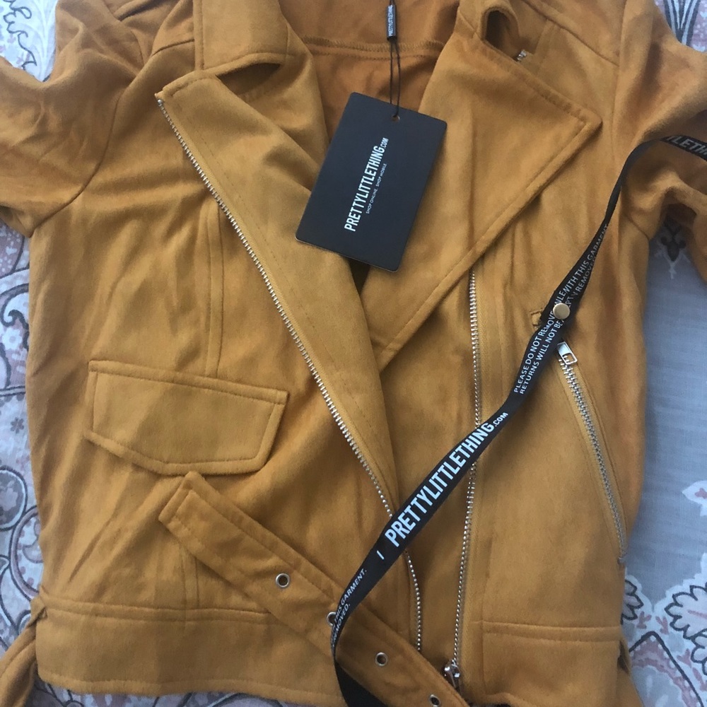 Mustard biker suede inspired jacket